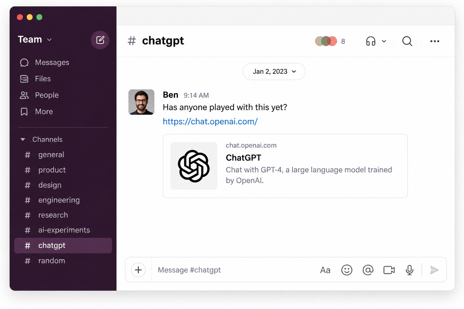 Slack conversation